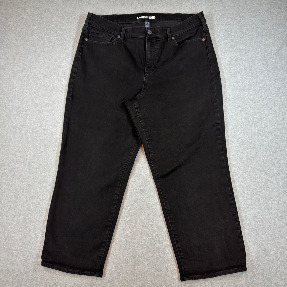 Lands End Jeans Womens 20W Black Straight Leg Stretch Denim